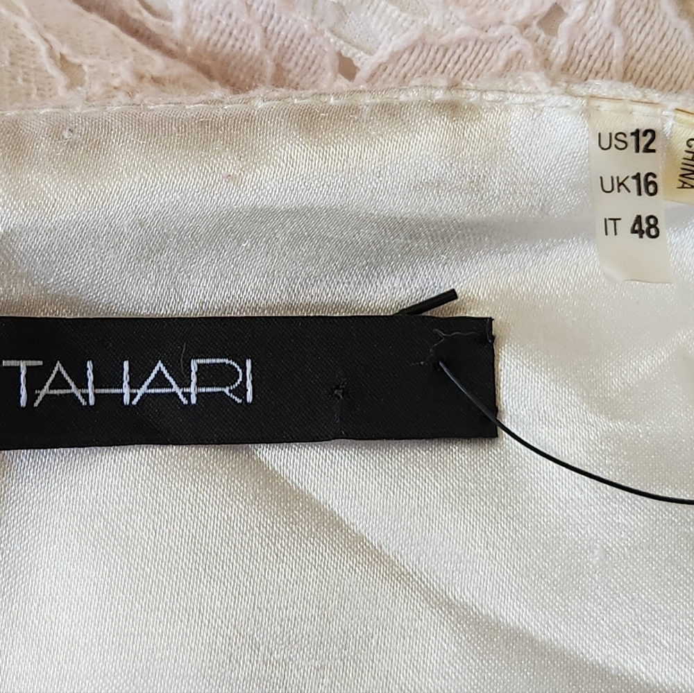 ELIE TAHARI Pale Pink Lace Eyelet Sheath Dress - Size 12 - Picture 10 of 12